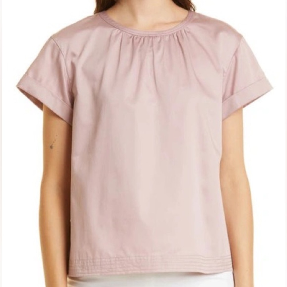 CLUB MONACO Gathered Neck Short Sleeve
Cotton Top in Mauve size L